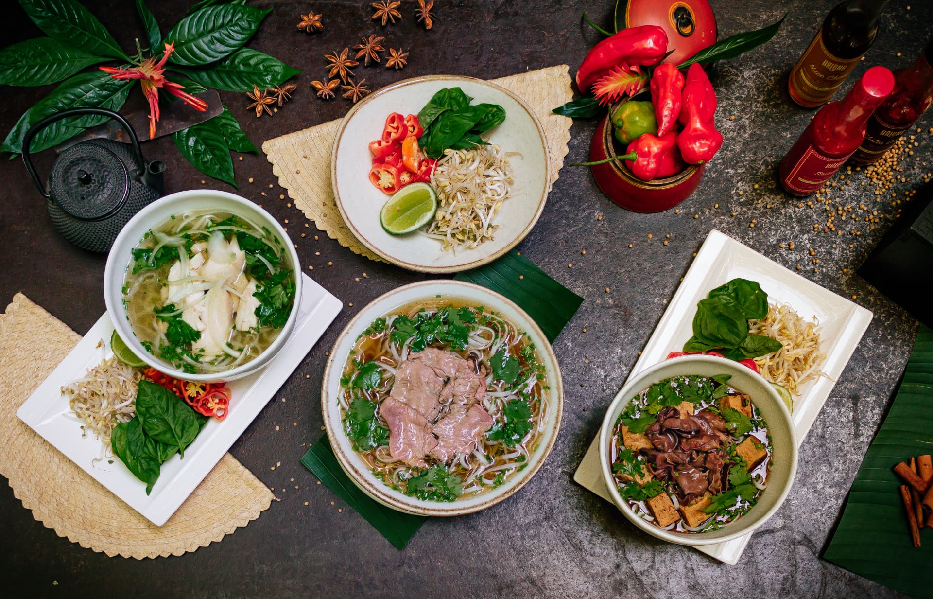 Mesa de phở — Gastronomía / cenital